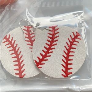 Leather baseball earrings